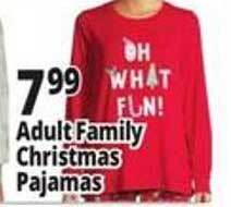 Ocean State Job Lot Adult family christmas pajamas offer
