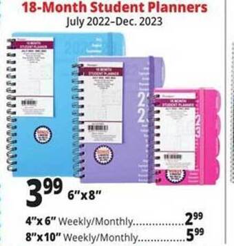 Ocean State Job Lot 18-month student planners offer