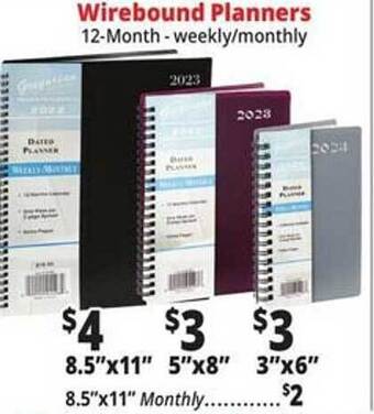 Ocean State Job Lot Wirebound planners offer