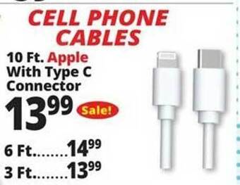 Ocean State Job Lot Cell phone cables apple with type c connector offer
