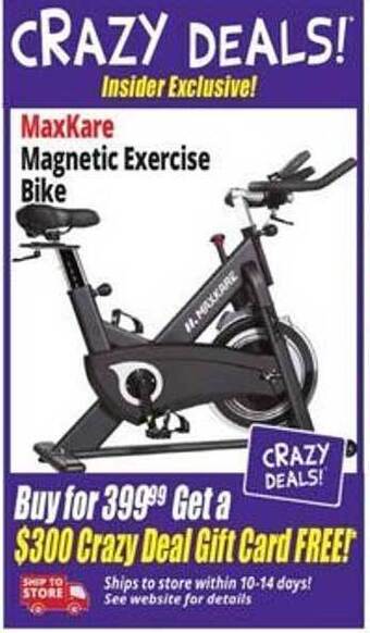 Ocean State Job Lot Maxkare magnetic exercise bike offer