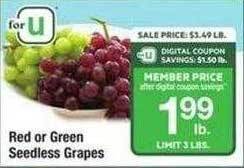 Safeway Red or green seedless grapes offer