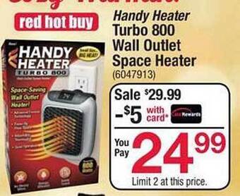Ace Hardware Handy heater turbo 800 wall outlet space heater offer