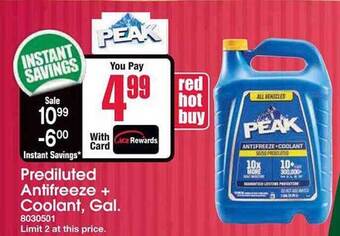 Ace Hardware Peak prediluted antifreeze + coolant, gal. offer