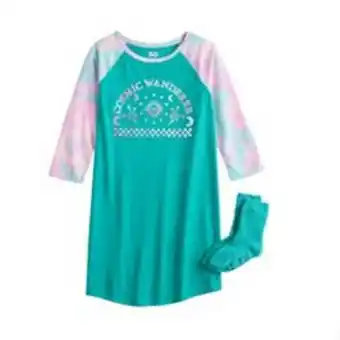 Kohl's Girls 4-20 so® sporty raglan nightgown with socks offer