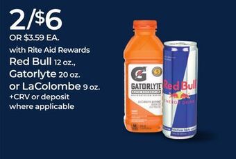 Rite Aid Red bull, gatorlyte or lacolombe offer