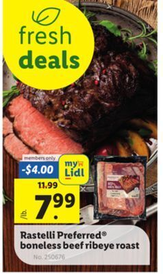 Lidl Rastelli preferred® boneless beef ribeye roast offer