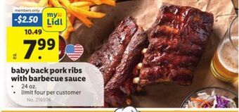 Lidl Baby back pork ribs with barbecue sauce offer