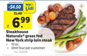 Lidl Steakhouse naturals® grass fed new york strip loin steak offer
