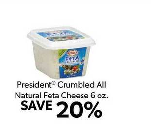 Commissary President® Crumbled All Natural Feta Cheese 6 Oz. offer