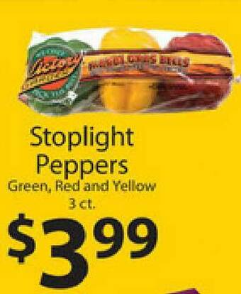 Supermercado Nuestra Familia Stoplight Peppers Green, Red And Yellow 3 Ct. offer