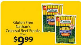 Supermercado Nuestra Familia Gluten Free Nathan's Colossal Beef Franks offer