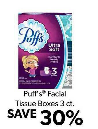 Commissary Puff's® Facial Tissue Boxes 3 Ct. offer