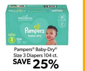 Commissary Pampers® Baby-Dry® Size 3 Diapers 104 Ct. offer