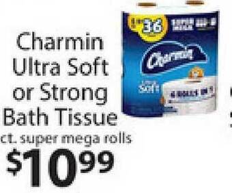 Supermercado Nuestra Familia Charmin Ultra Soft Or Strong Bath Tissues Super Mega Rolls offer