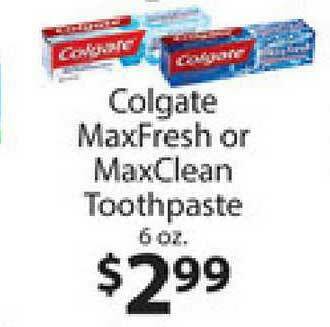 Supermercado Nuestra Familia Colgate MaxFresh Or MaxClean Toothpaste offer