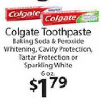 Supermercado Nuestra Familia Colgate Toothpaste Baking Soda & Peroxide Whitening, Cavity Protection, Tartar Protection Or Sparkling White offer