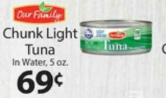 Supermercado Nuestra Familia Our Family Chunk Light Tuna In Water offer