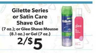 Supermercado Nuestra Familia Gilette Series Or Satin Care Shave Gel Or Glee Shave Mousse Or Gel offer