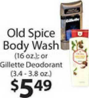 No Frills Supermarkets Old Spice Body Wash Or Gillette Deodorant offer