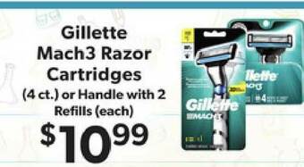 No Frills Supermarkets Gillette Mach3 Razor Cartridges Or Handle With 2 Refills offer