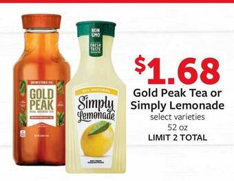 Fareway Gold Peak Tea Or Simply Lemonade offer