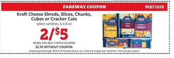 Fareway Kraft Cheese Shreds, Slices, Chunks, Cubes Or Cracke Cuts offer