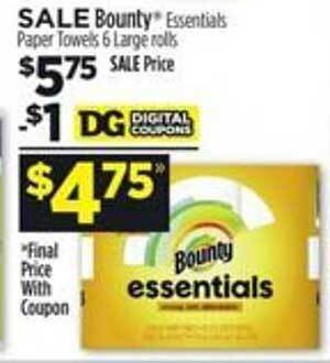 Dollar General Bounty essentials paper towels offer