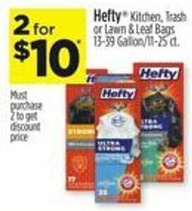 Dollar General Hefty kitchen, trash or lawn & leaf bags offer