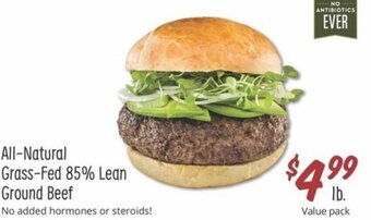 Sprouts Farmers Market All-Natural Grass-Fed 85% Lean Ground Beef offer