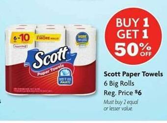 Family Dollar Scott paper towels offer