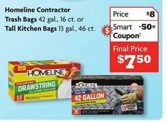 Family Dollar Homeline contractor trash bags or tall kitchen bags offer