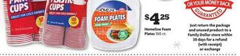 Family Dollar Homeline foam plates offer