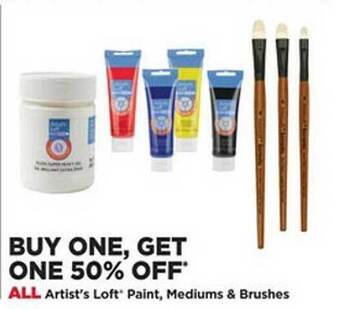 Michaels Artist's loft paint, mediums & brushes offer