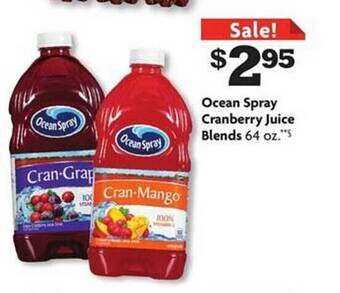 Family Dollar Ocean spray cranberry juice blends offer