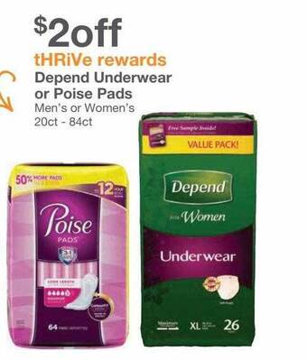 Kinney Drugs Depend underwear or poise pads offer