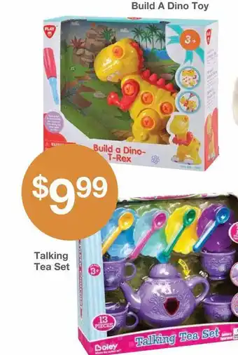 Kinney Drugs Build a dino toy, talking tea set offer