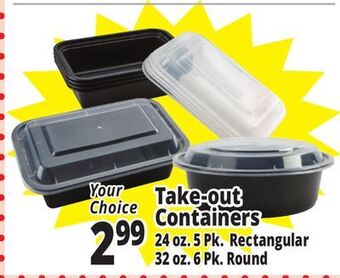Ocean State Job Lot Take-out containers offer