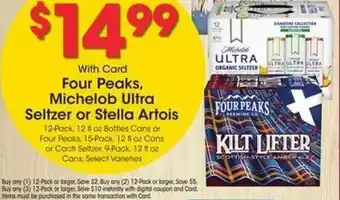 Fry's Four Peaks, Michelob Ultra Seltzer or Stella Artois offer