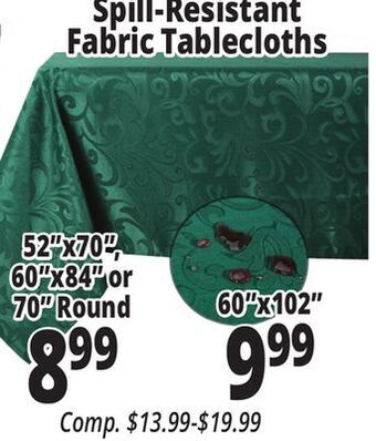 Ocean State Job Lot Spill-resistant fabric tablecloths offer