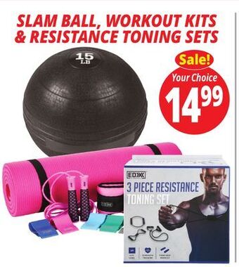Ocean State Job Lot Slam ball, workout kits & resistance toning sets offer