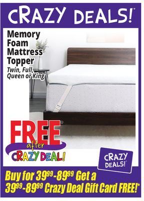 Ocean State Job Lot Memory foam mattress topper offer