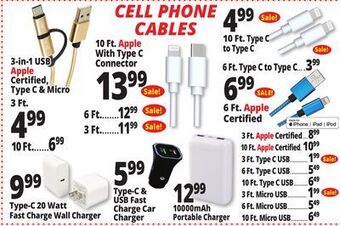 Ocean State Job Lot Cell phone cables offer