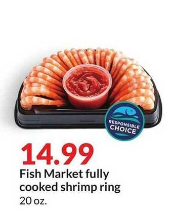 Hy-Vee Fish market fully cooked shrimp ring offer