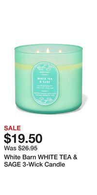 Bath & Body Works White barn white tea & sage 3-wick candle offer