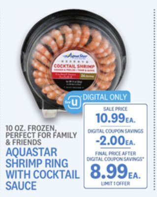 Kings Food Markets Aquastar shrimp ring with cocktail sauce offer