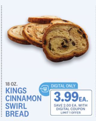 Kings Food Markets Kings cinnamon swirl bread offer