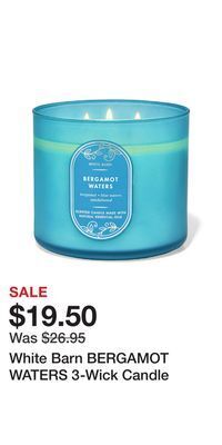 Bath & Body Works White barn bergamot waters 3-wick candle offer