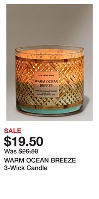 Bath & Body Works Warm ocean breeze 3-wick candle offer