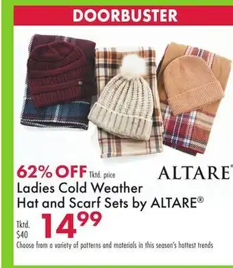 Boscov's Ladies cold weather hat and scarf sets by altare® offer